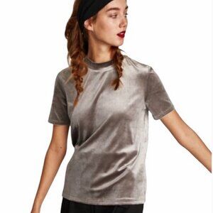 Zara Trafaluc Gray Velvet Top - Size Small S
